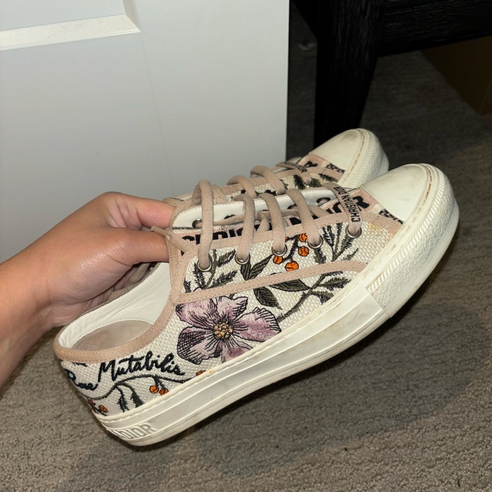 Dior Multicolor Floral Embroidered Canvas Walk N Dior Low Top Sneakers